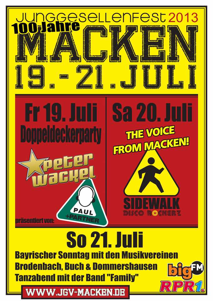 Junggesellenfest Macken vom 19.-21. Juli 2013