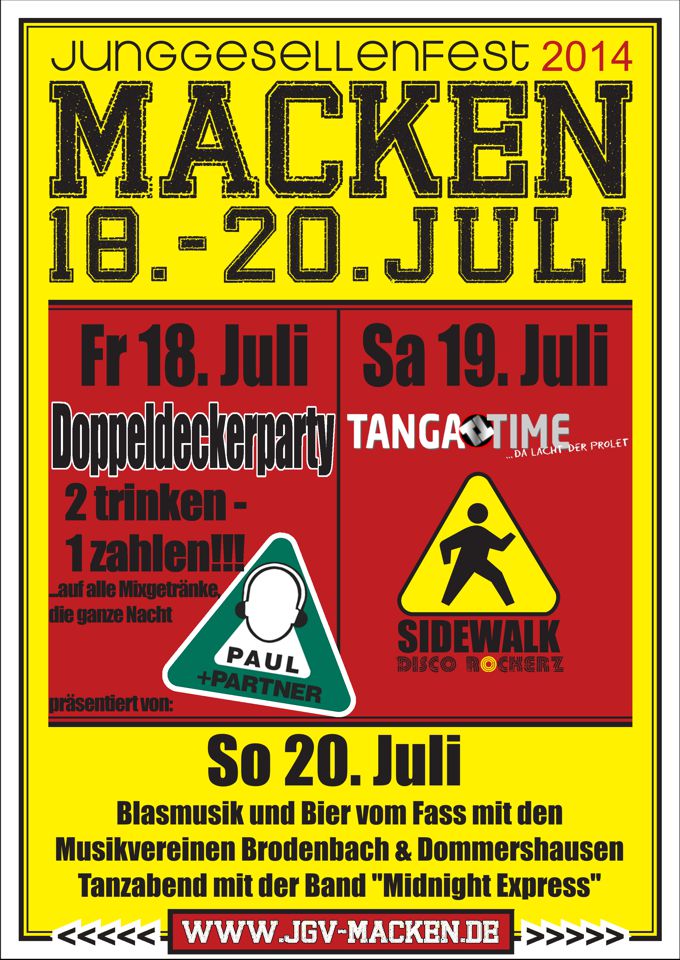 Junggesellenfest Macken vom 18.-20. Juli 2014